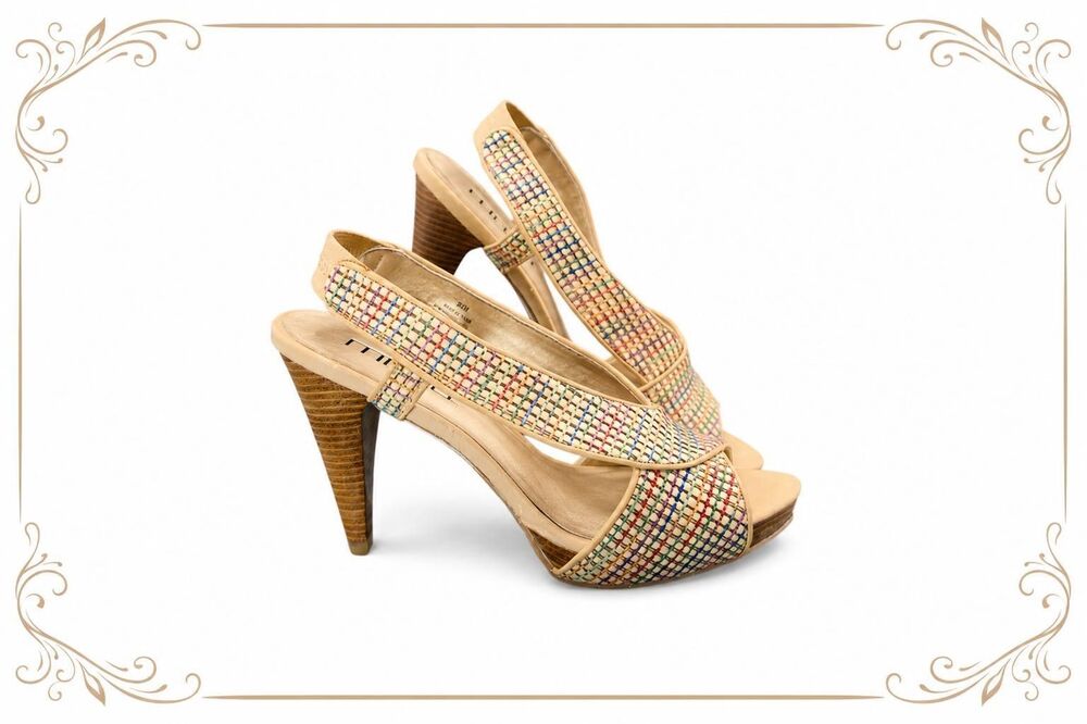 Moda Spana Woven Multicolor Peep Toe Platform Heels Women's US Size 9 M